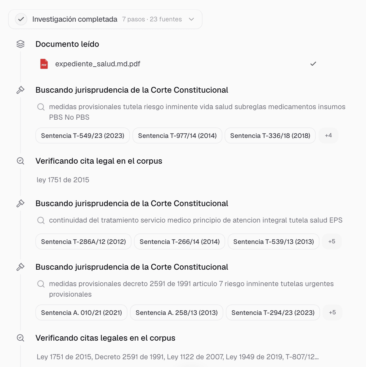 Resultado jurídico citado y listo para revisión en Normina